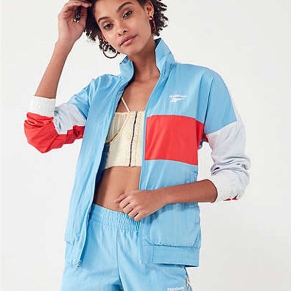 Reebok Urban Outfitters Color Block Vector Track Jacket Retro Windbreaker size M - Picture 1 of 12